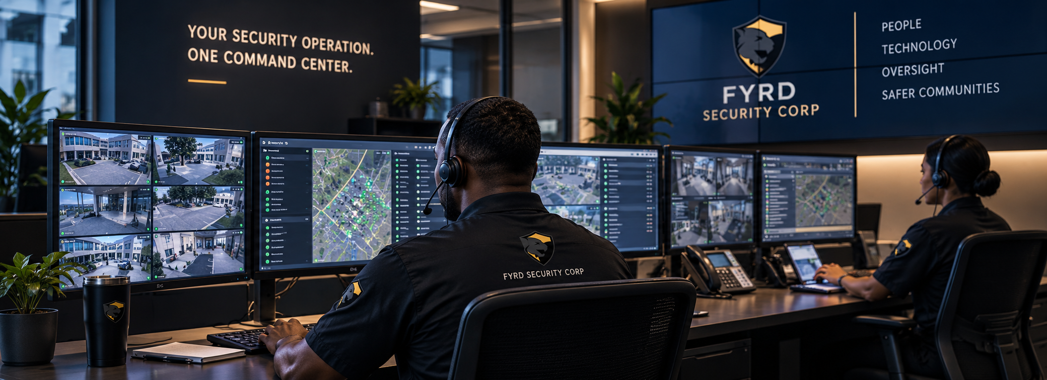 Fyrd Security Corp Security Operations Center monitoring physical security operations